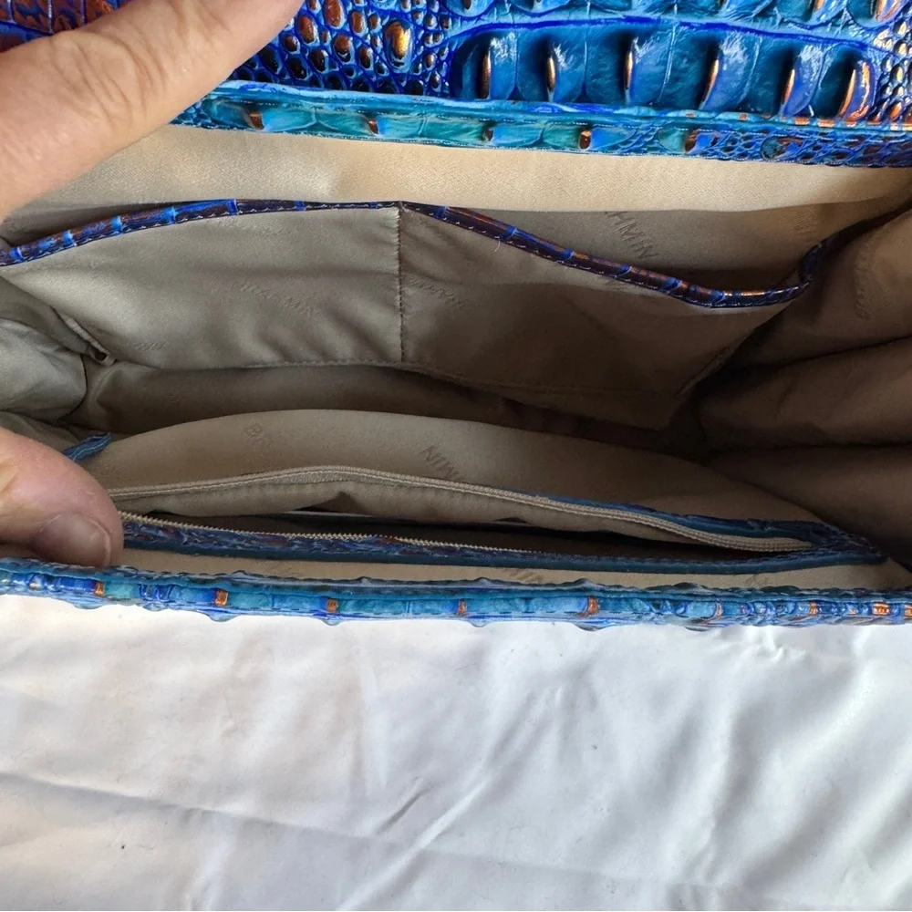 Brahmin Hallie Satchel Melbourne Vibrant Blue and Orange Crossbody Bag - Picture 6 of 7